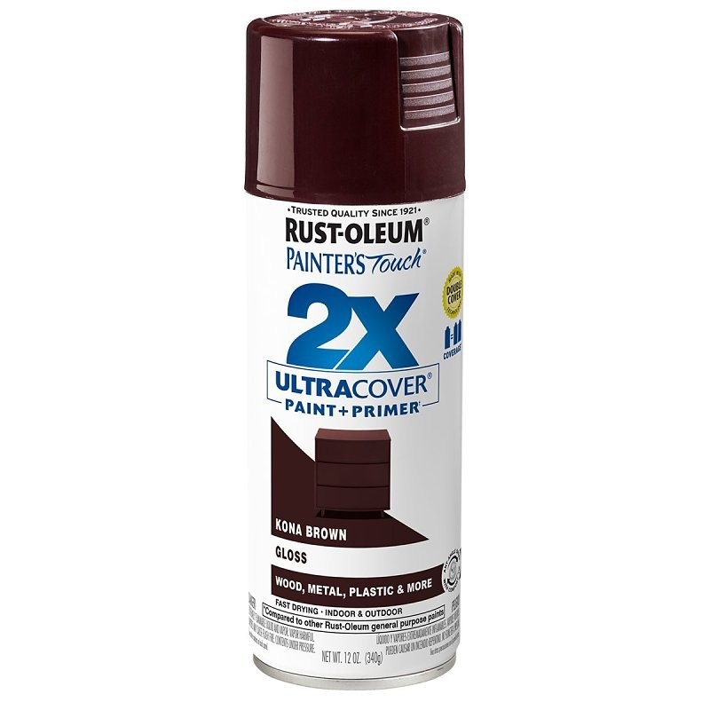 Rust-Oleum Painter’s Touch 2X Ultra Cover 334038 Spray Paint, Gloss, Kona Brown,