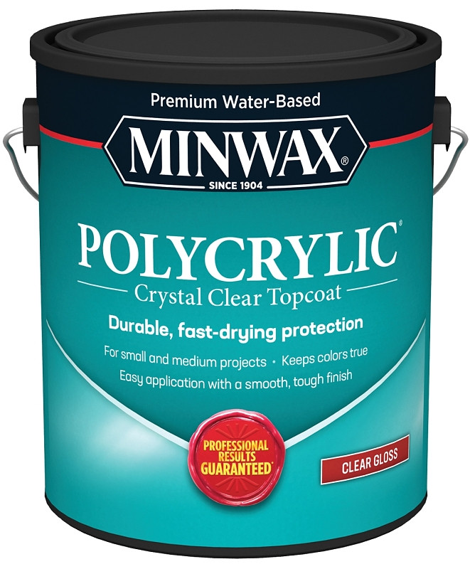 Minwax Polycrylic 15555000 Waterbased Polyurethane, Gloss, Liquid, Crystal