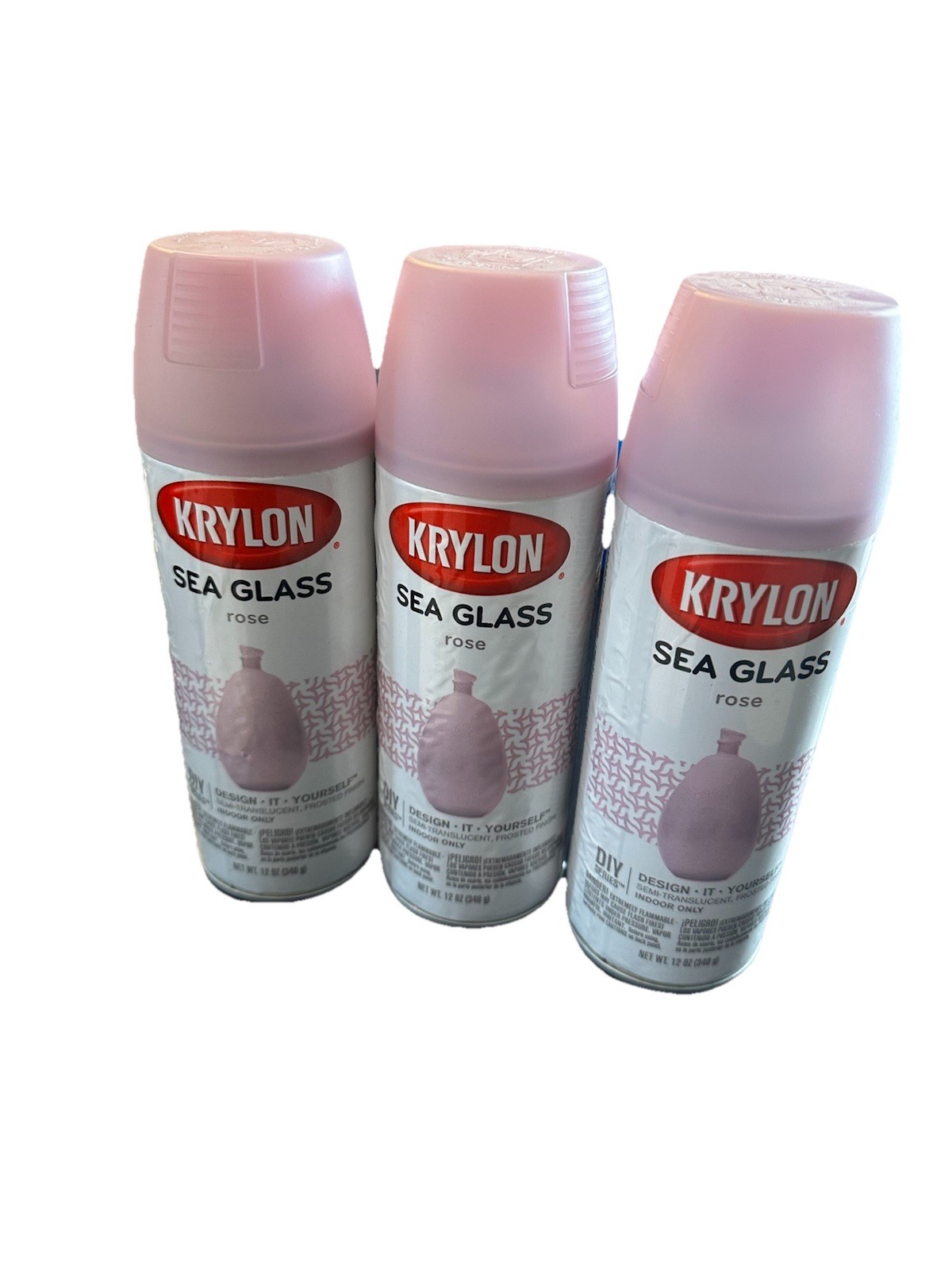 3 Sea Glass Krylon Spray Paint ROSE 9051- 12 Ounce Discontinued DIY Easter Pink