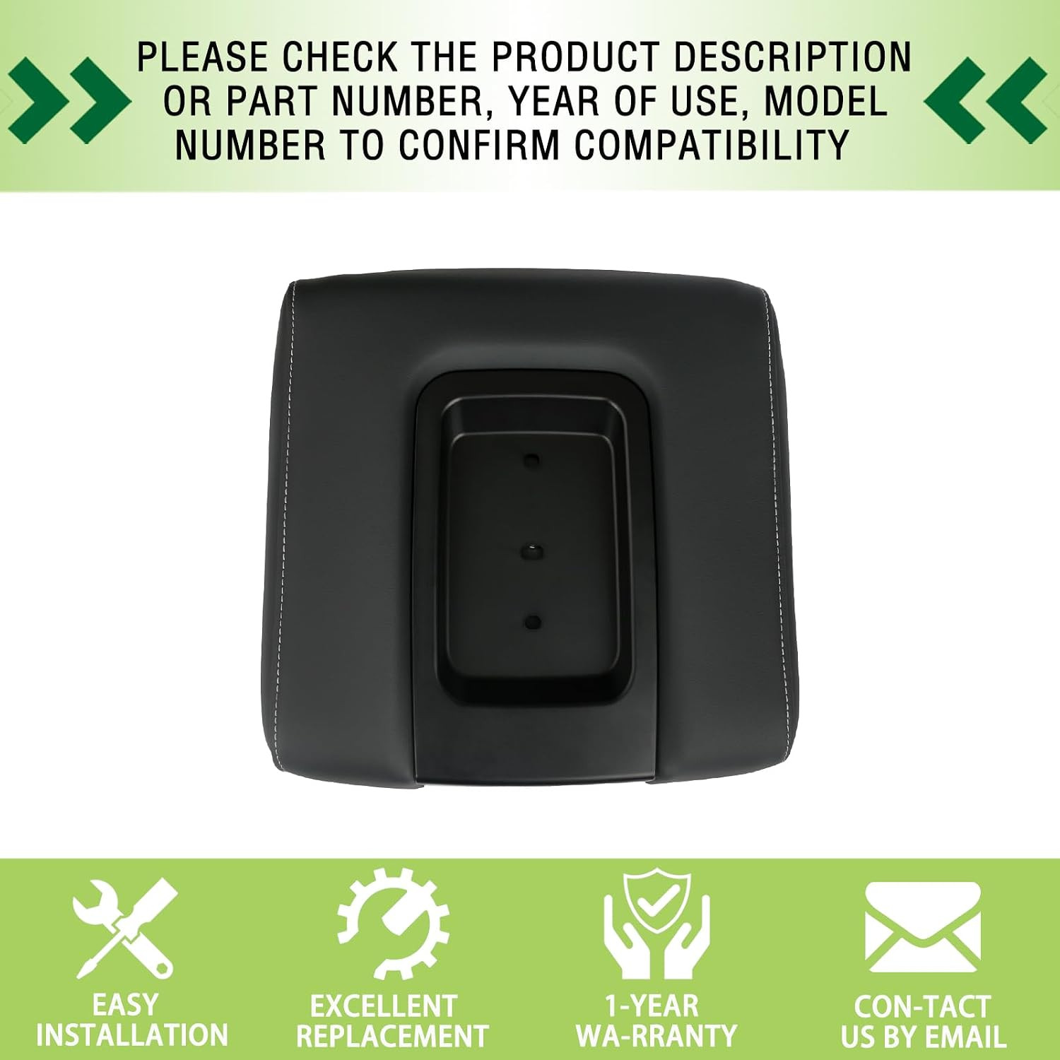 Front Seat Center Console Armrest Lid Black Compatible with 2014-2019 Chevrolet