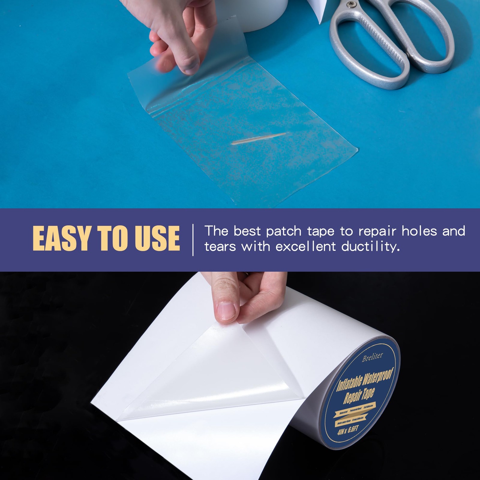 Breliter Inflatable Waterproof Repair Tape – 4in x 6.6ft, x 6.6ft