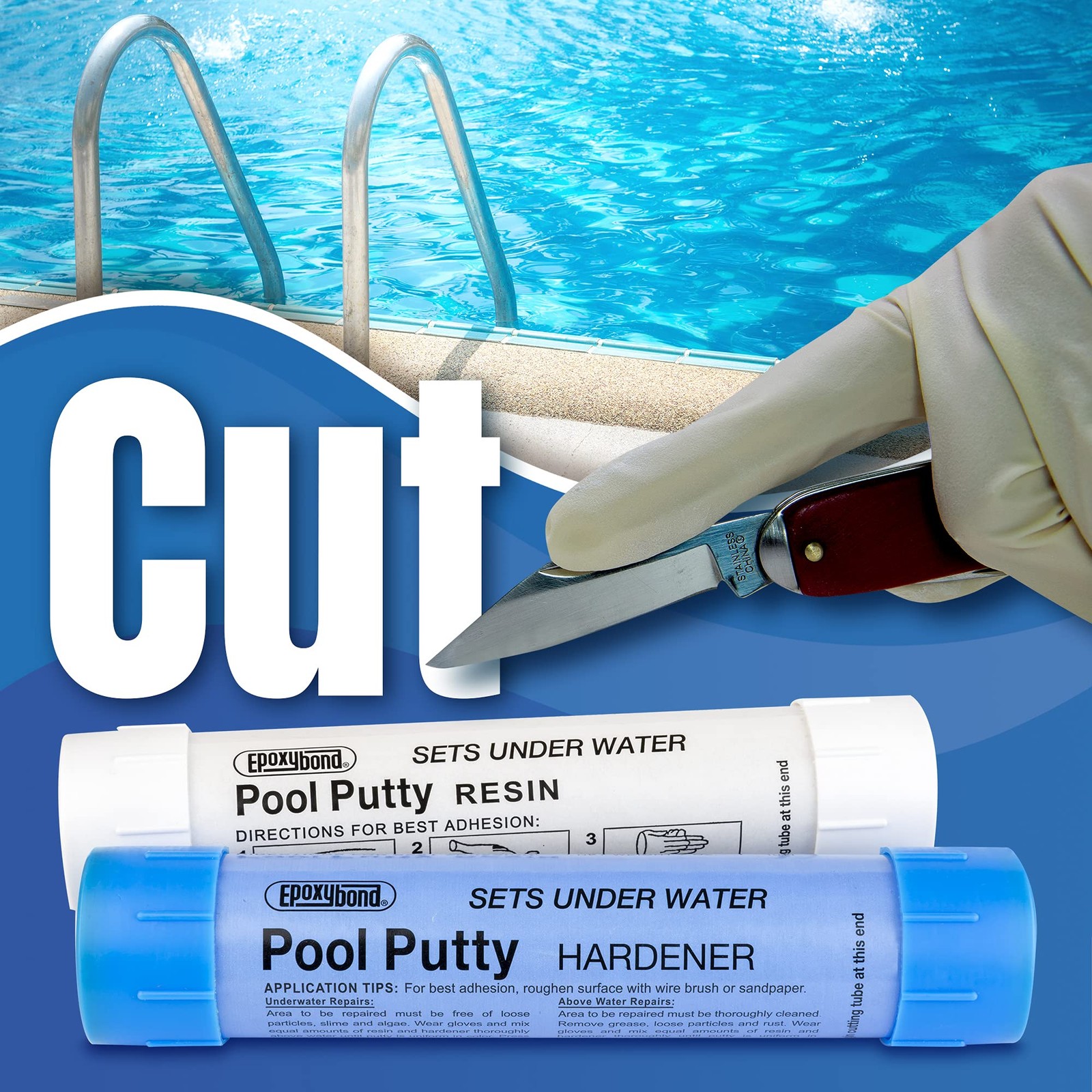 Epoxybond Pool Putty 2-Part Set | Swimming & Spa 14 oz, White or Black