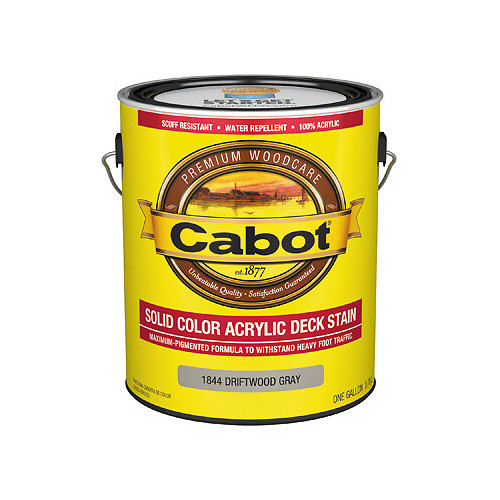 Cabot 1844-07 Solid Decking Stain, Driftwood Gray, 1-Gallon – Quantity 1