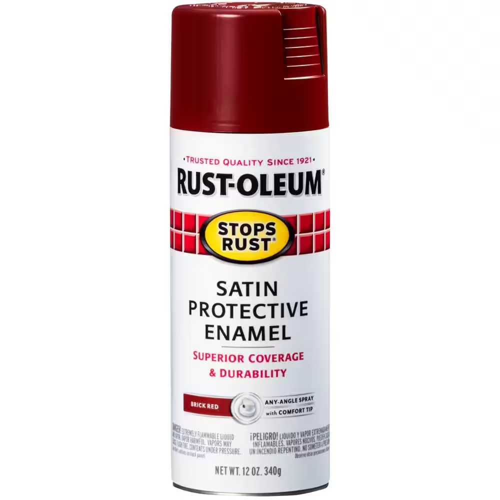 12 Oz. Protective Enamel Satin Brick Red Spray Paint (Case of 6)