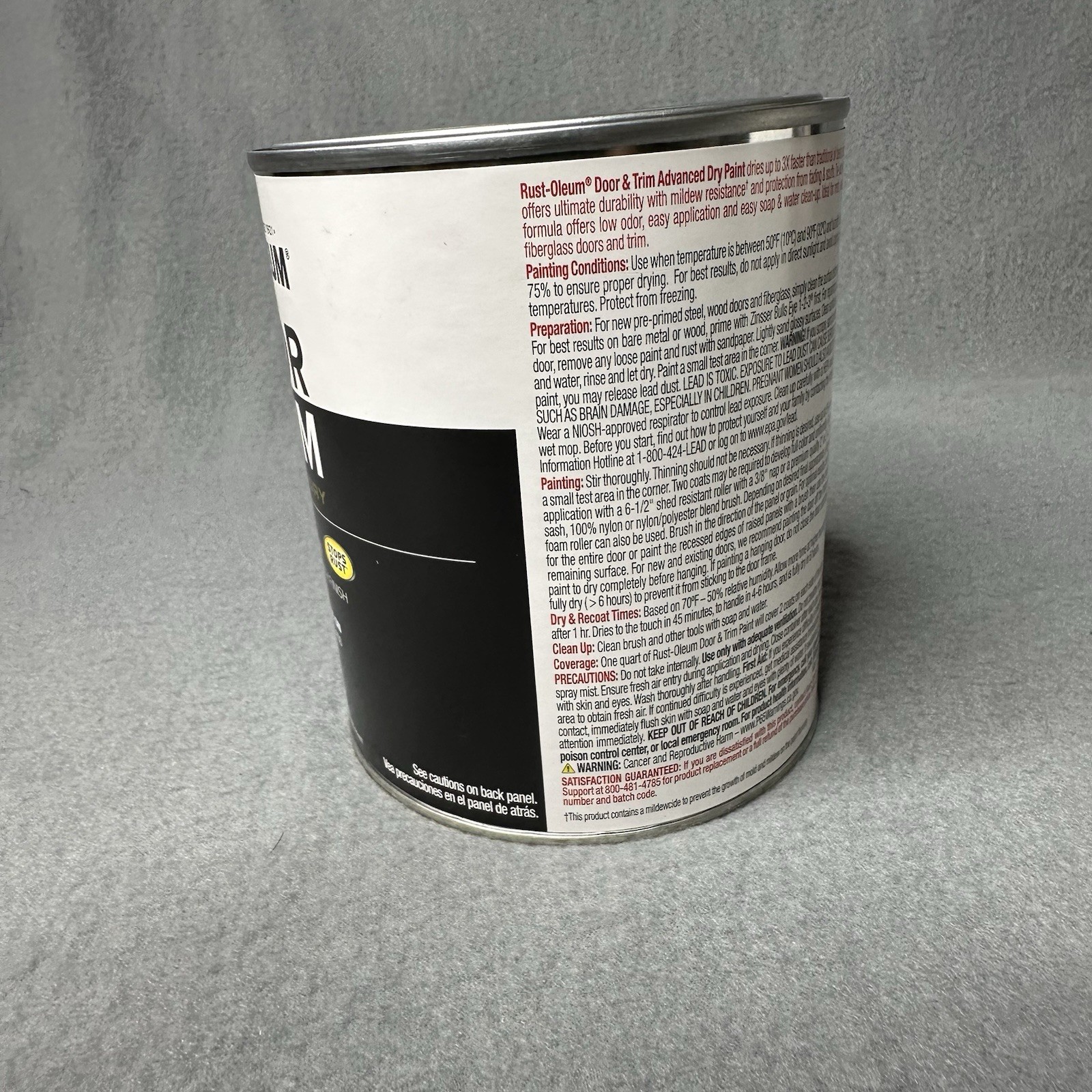 Rust-Oleum 369383 Door & Trim Advanced Dry Satin Black 1 quart