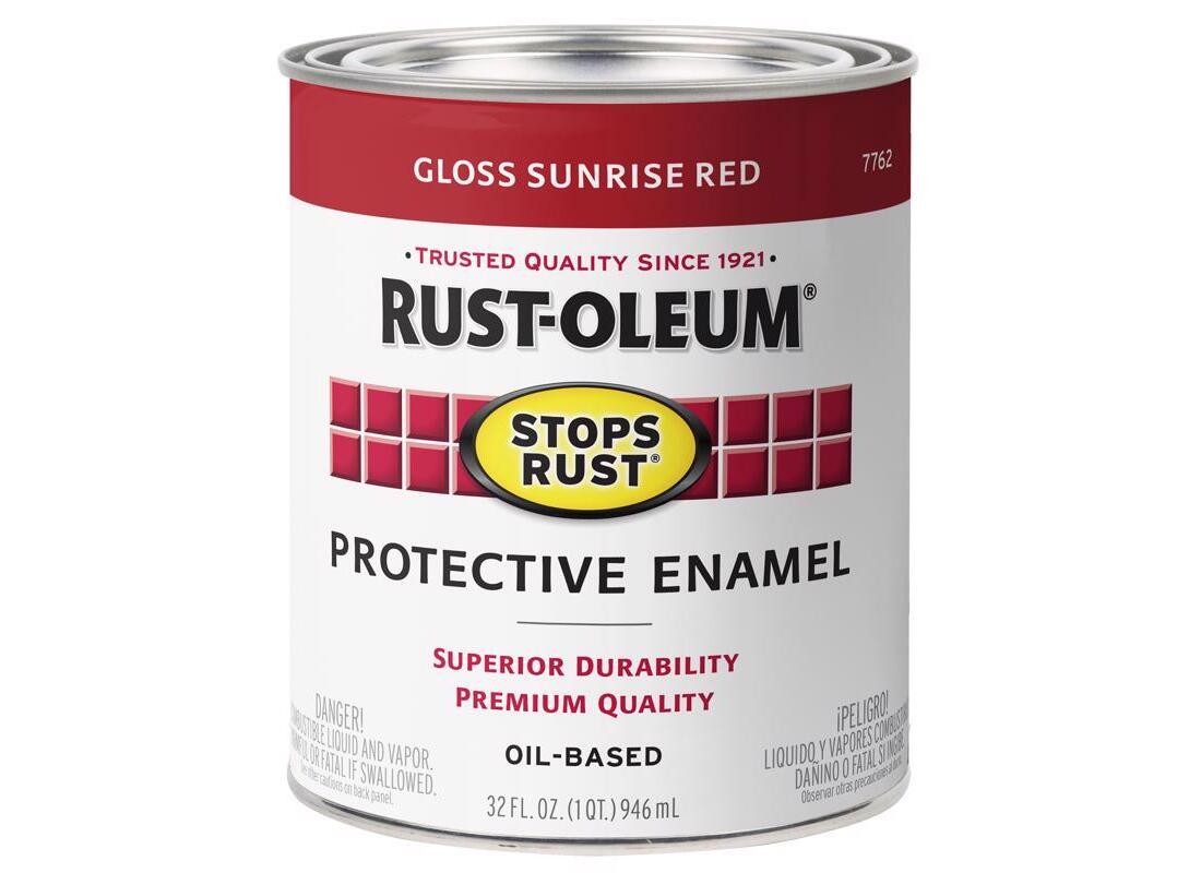 Rust-Oleum 7762-502 STOPS RUST Protective Enamel, Gloss, Sunrise Red, 1 qt Can