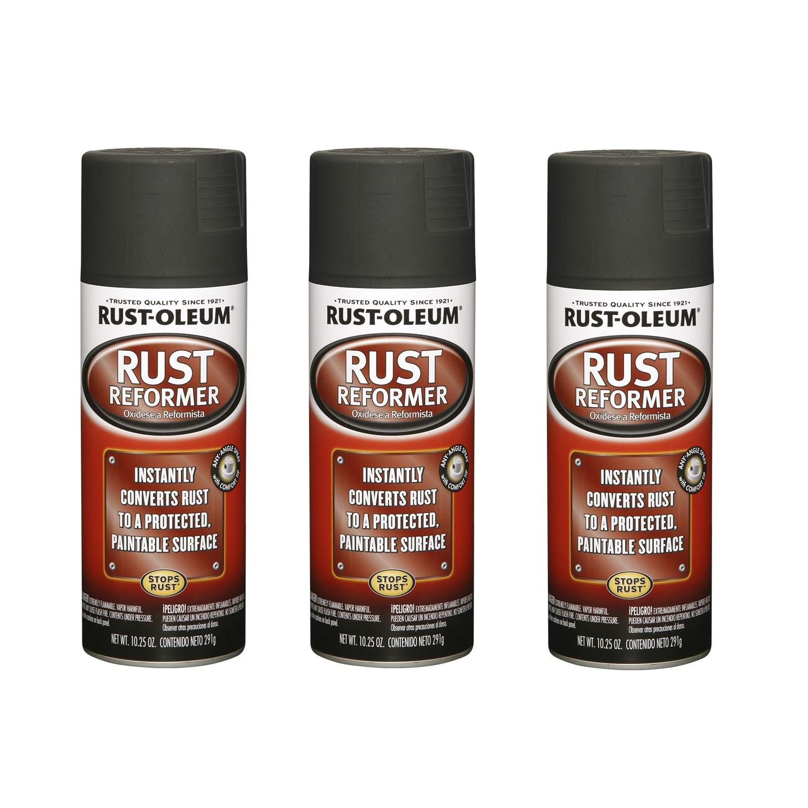 Rust Oleum Rust Reformer Spray 10.25Oz Pack Of 3 Converts Rust To Black Paint…