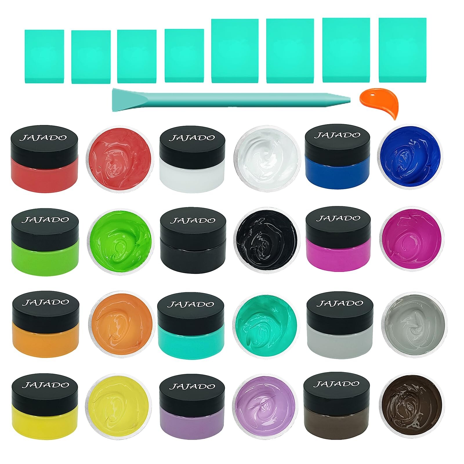 JAJADO 12 Jars Chalk Paste Paint Set, 9 Pcs Chalk Paint Mini Squeegees and Ru…