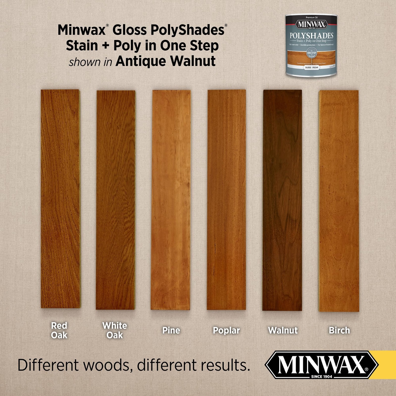 Antique Walnut Wood Stain & Polyurethane Finish – Quart, Glossy Brown, 32 Fl Oz
