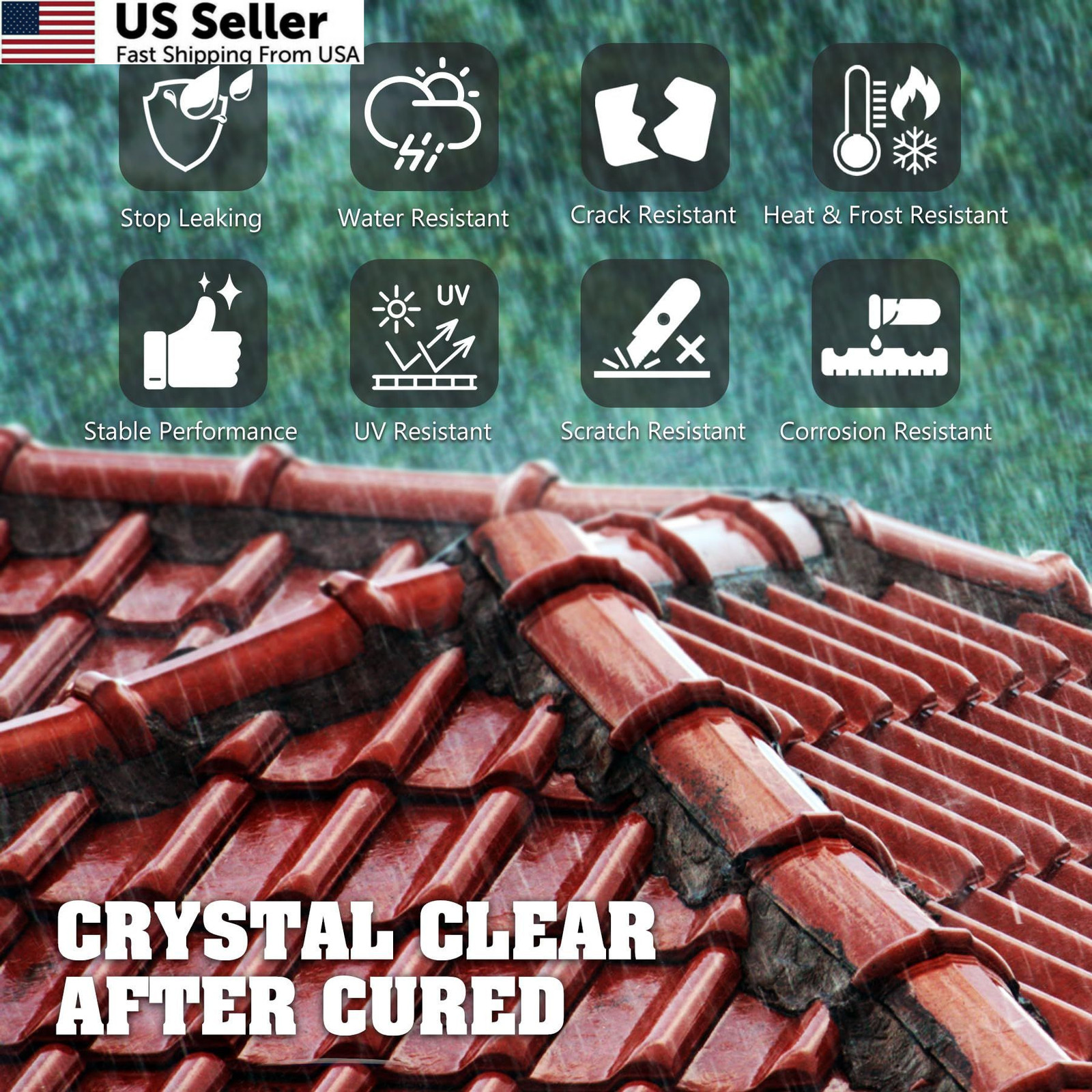 Transparent Waterproof Coating 35oz Clear Sealant Concrete Crack Roof Wall Wood