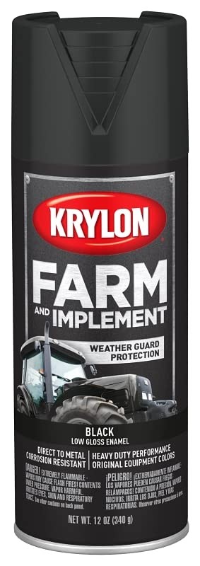 Krylon K01935007 Farm & Implement Paint Aerosol Low Gloss Black, 12 Ounce (Pack