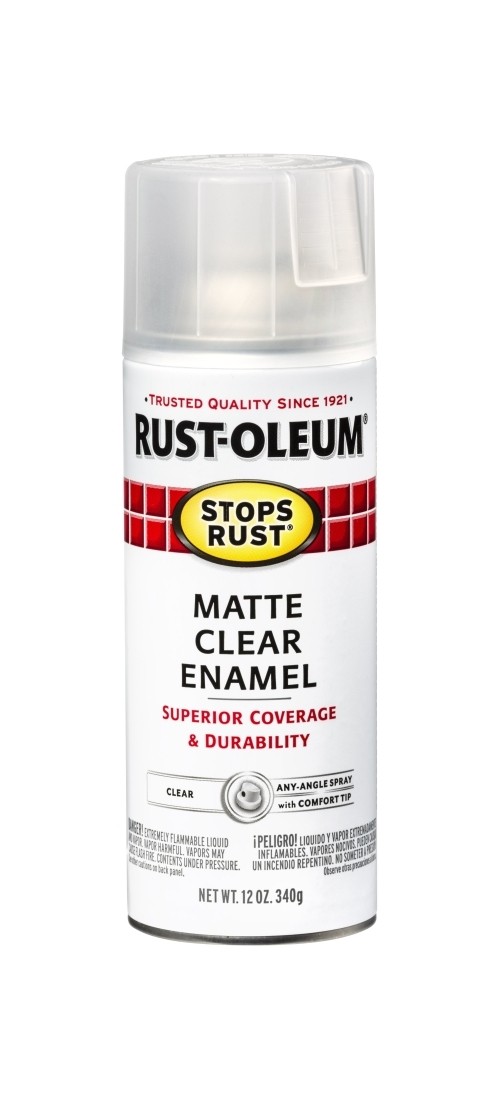 STOPS RUST Enamel Spray Paint, Matte, Clear, 12 oz, Aerosol Can