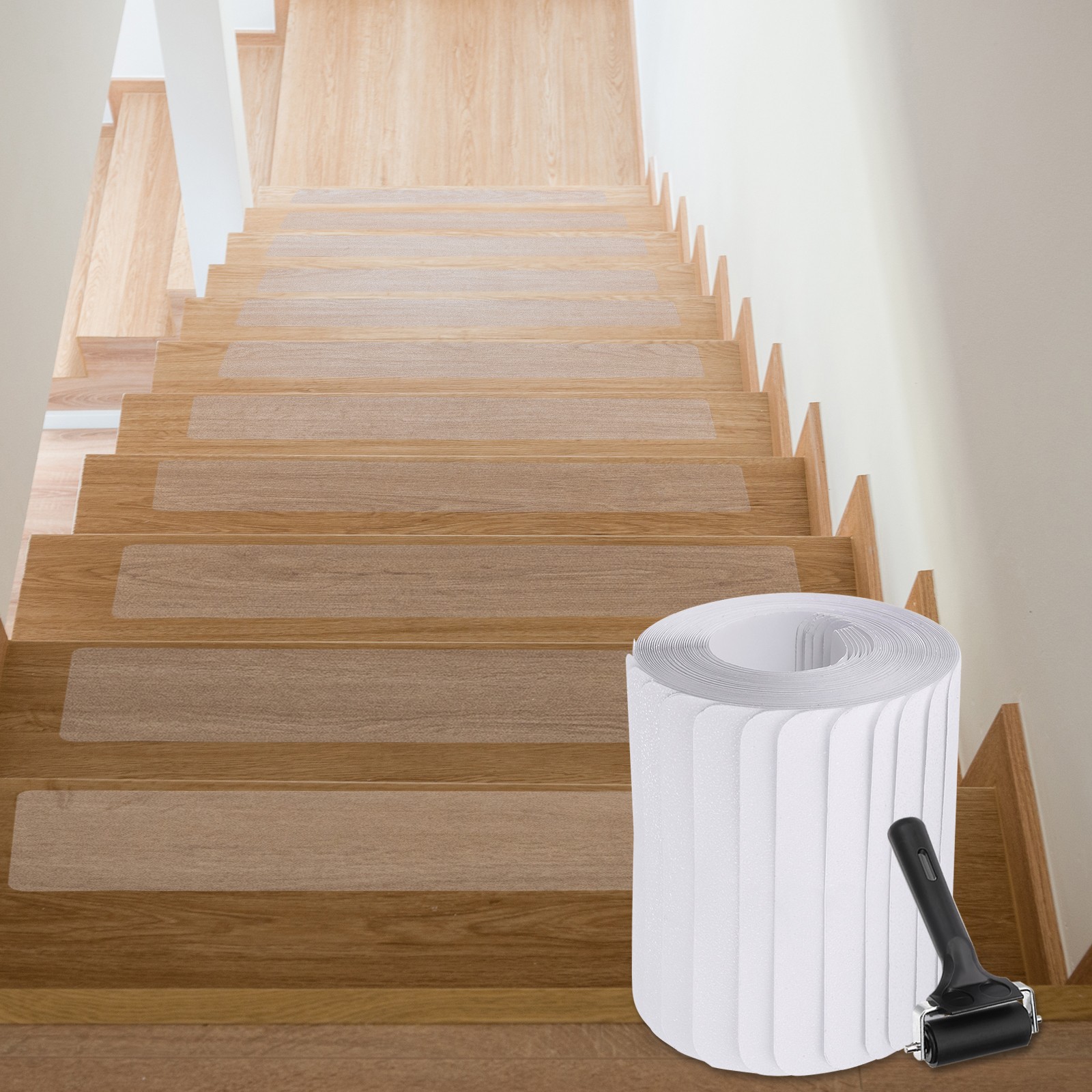 15pcs Non Slip Stair Treads Tape 6″x30″ Mat for Stairs with Roller, Transparent