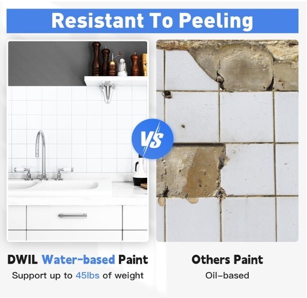 Tub and Tile Paint, Water Based Low Odor, Semi-Gloss White, 25-30 sq.ft
