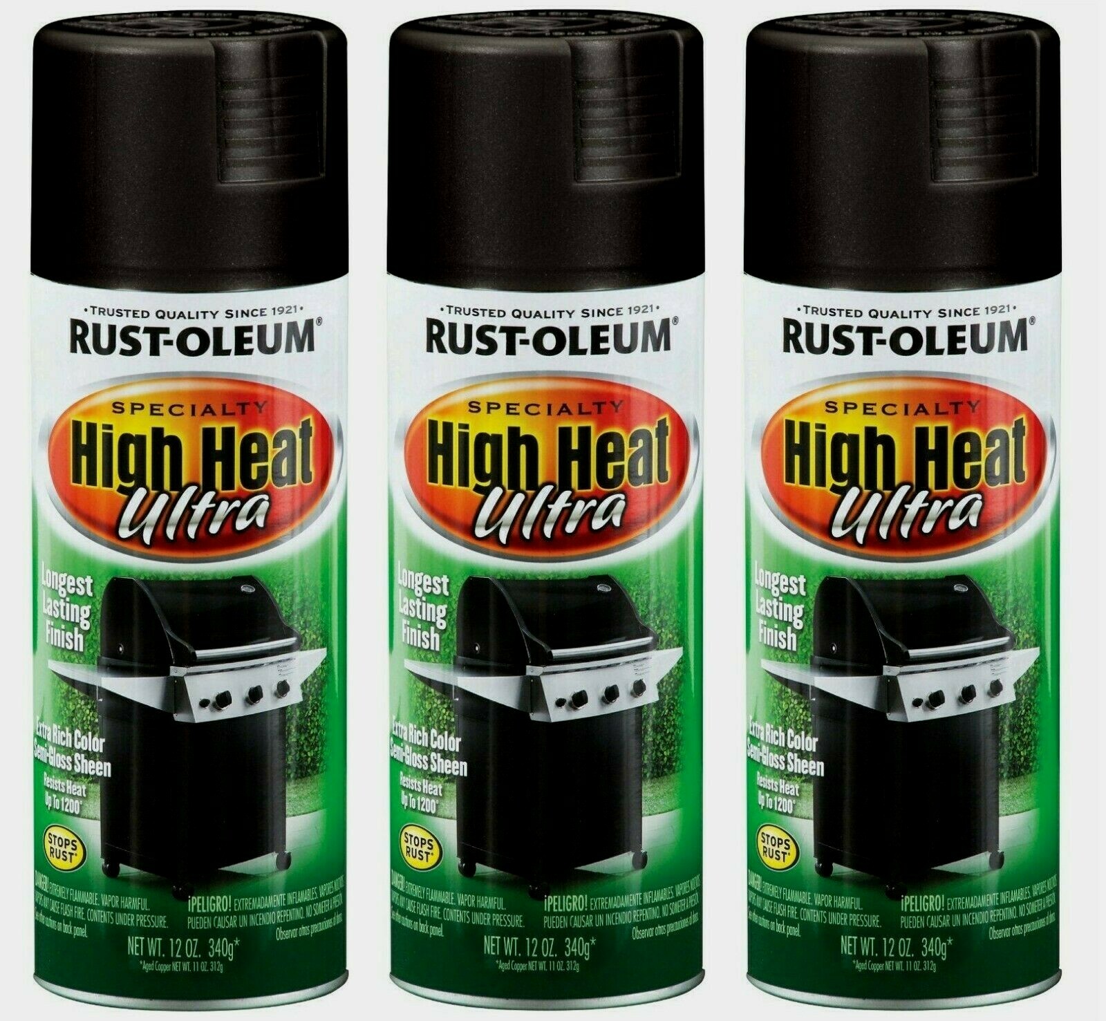 3~ Rust-Oleum Specialty High Heat Ultra Semi-Gloss Black Spray Paint BBQ Grills!
