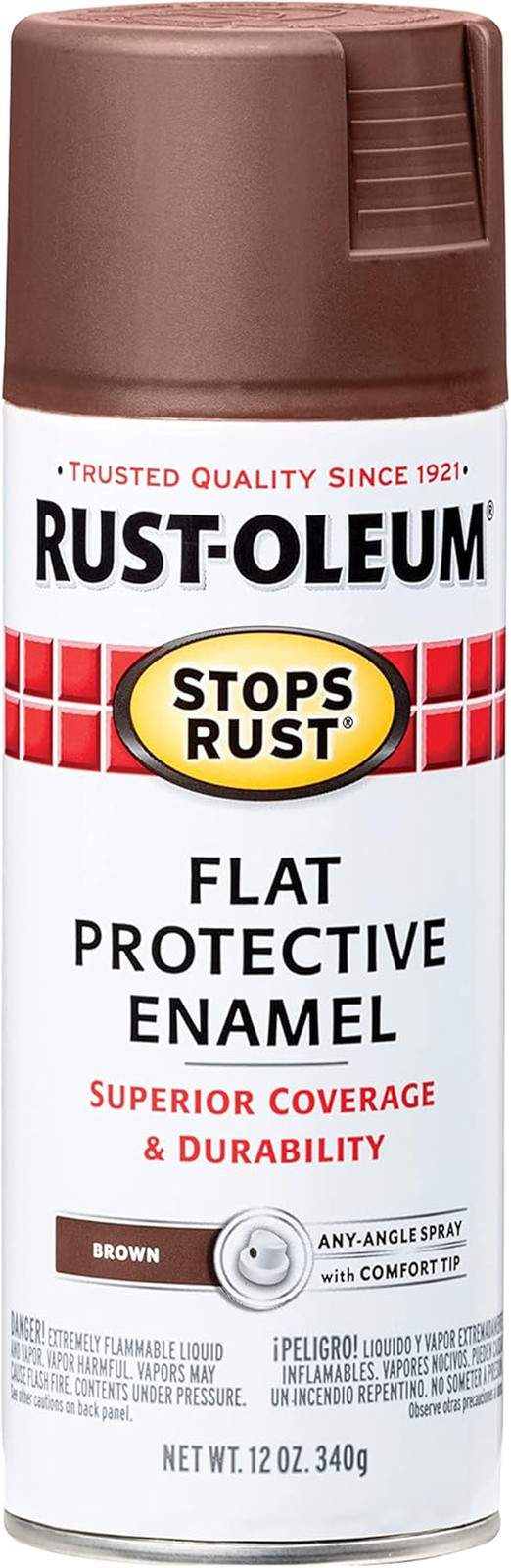 214085 Stops Rust Spray Paint, 12 Oz, Flat Brown
