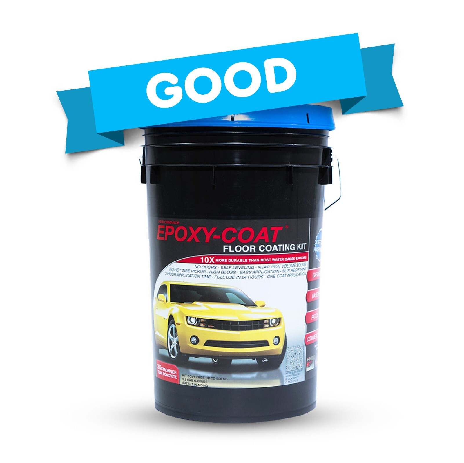 “GOOD” Full Epoxy Floor Coating Kit 500 sq. ft. 9.7 mil with 1/4″ flake