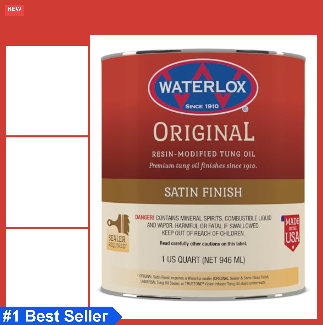 Tung Oil Finish Quart Satin Interior Wood Sealer Waterproofer 32 oz Can