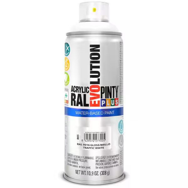 Evolution Acrylic 10.9 Oz. Gloss Traffic White, Water Base Spray Paint