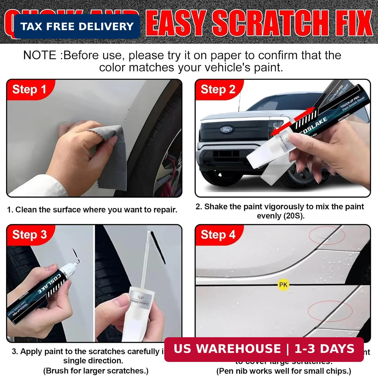 Car Touch Up Paint(Ruby Red Metallic Tinted Clearcoat(RR)) for Ford, Car Paint S