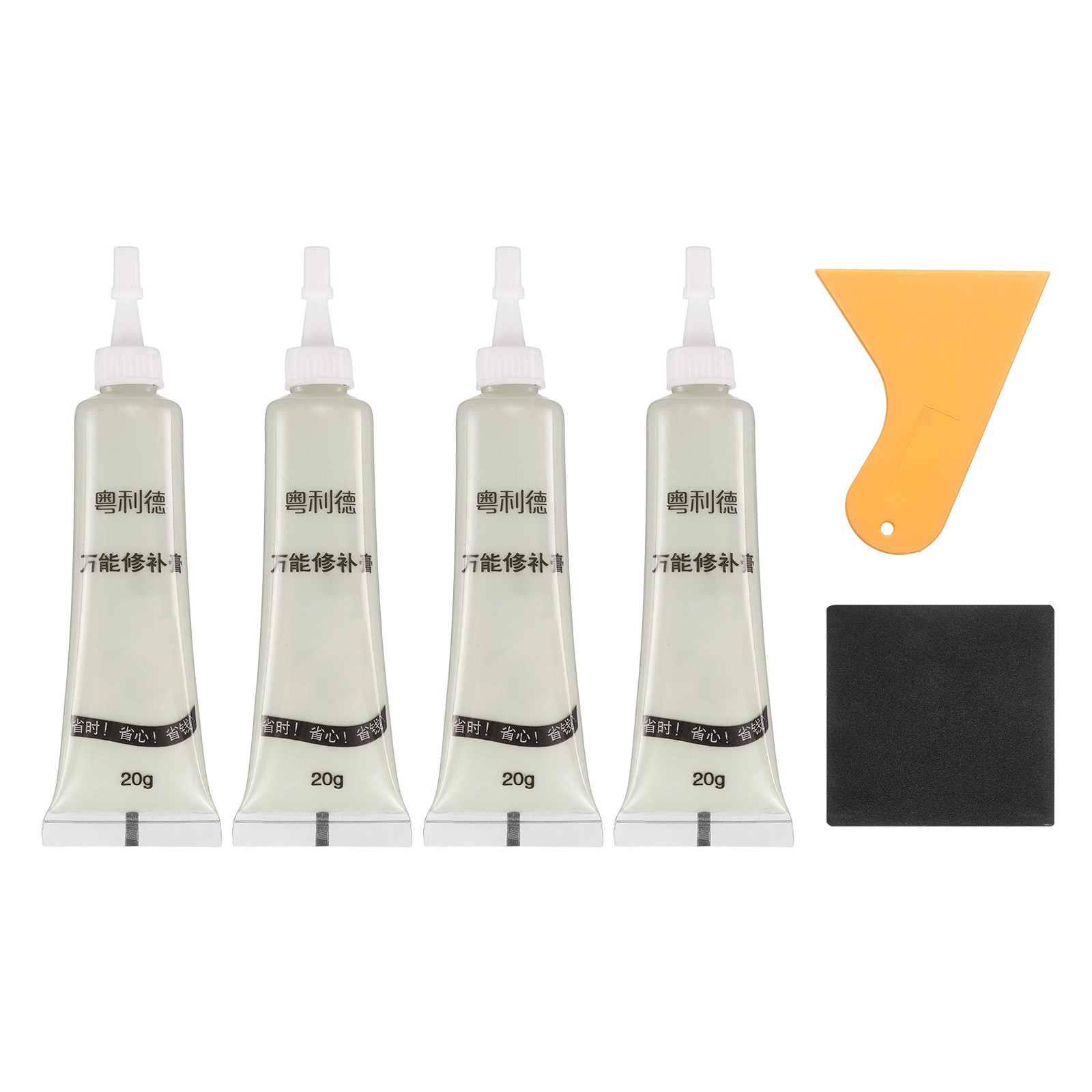 4 Pcs Wood Filler Stick with Scraper Sandpaper, Pale Yellow