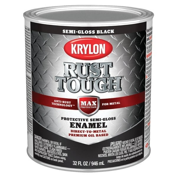 (2)-Krylon Rust Tough Oil-Based Semi-Gloss Rust Control Enamel, Black, 1 Qt.
