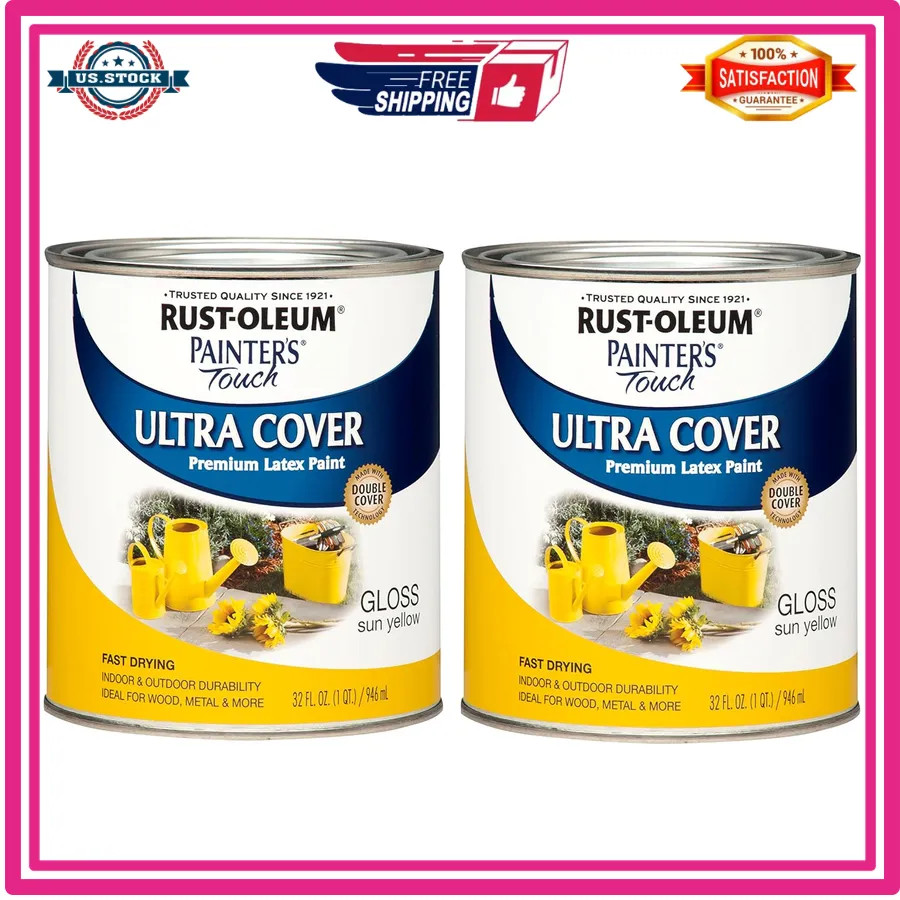 Rust-Oleum Painter’s Touch Semi-Gloss White Latex Paint Interior Exterior Quart