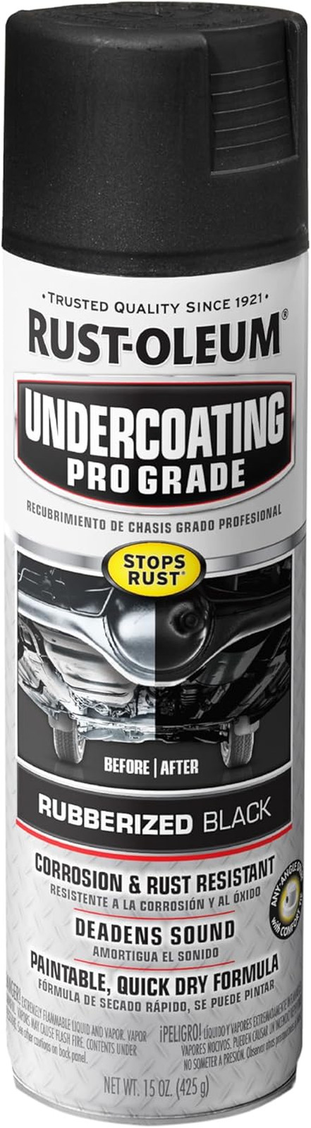 Rust-Oleum 248656 Professional Grade Rubberized Undercoating Spray, 15 Oz, Black