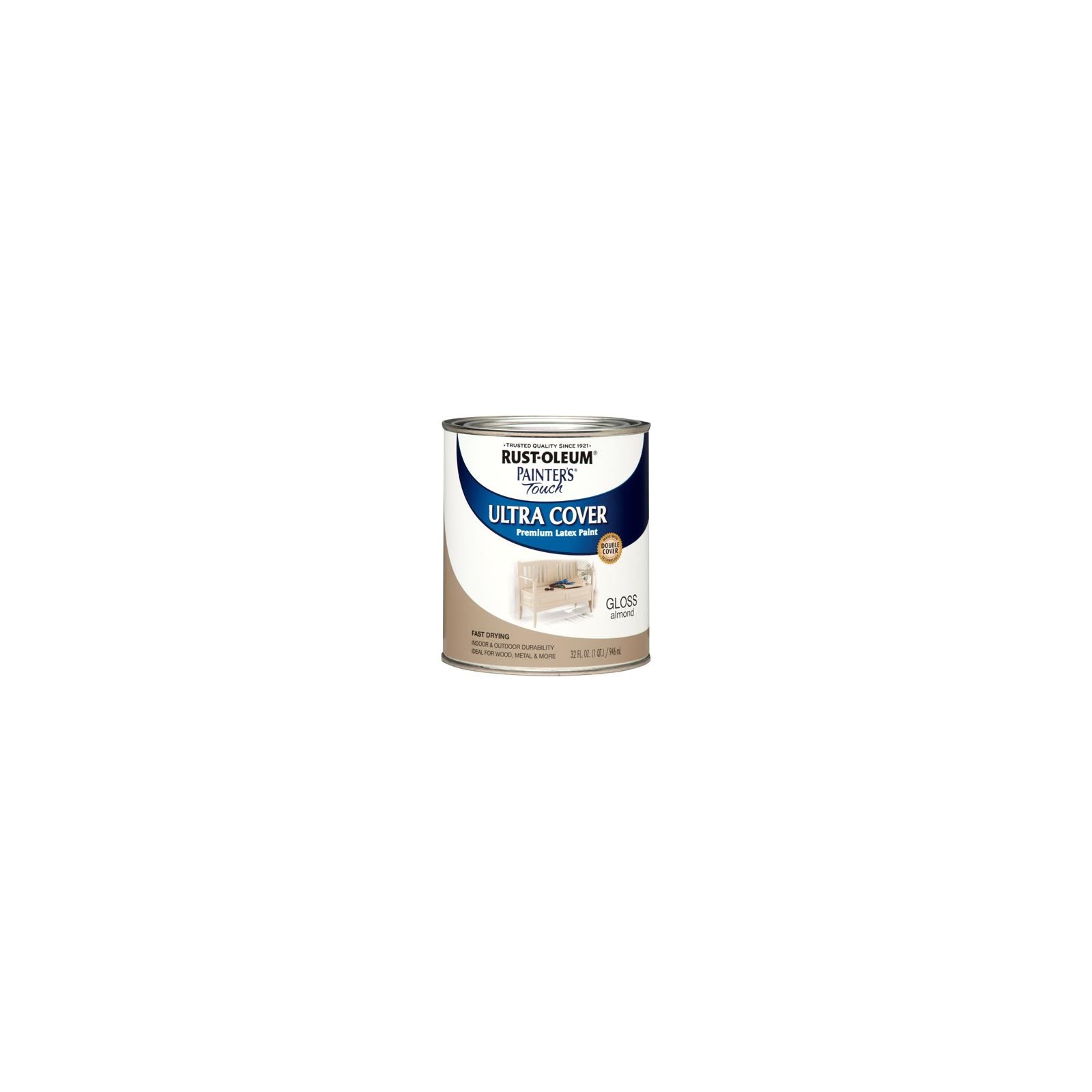 Rust-Oleum 1994-502 Painter’s Touch Ultra Cover Latex Paint, Almond Gloss, Qt. –
