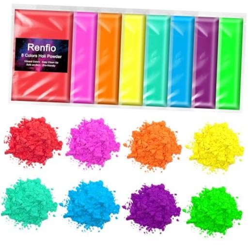 Holi Powder,8 Pack X 3.5oz(100g) Color Run Powder 8 Pack*3.5oz(8 colors)