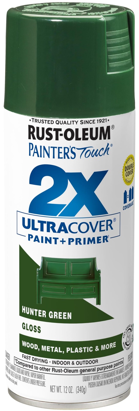 Rust-Oleum Painter’s Touch 2X Ultra Cover Gloss Hunter Green 12 Ounce Spray P…