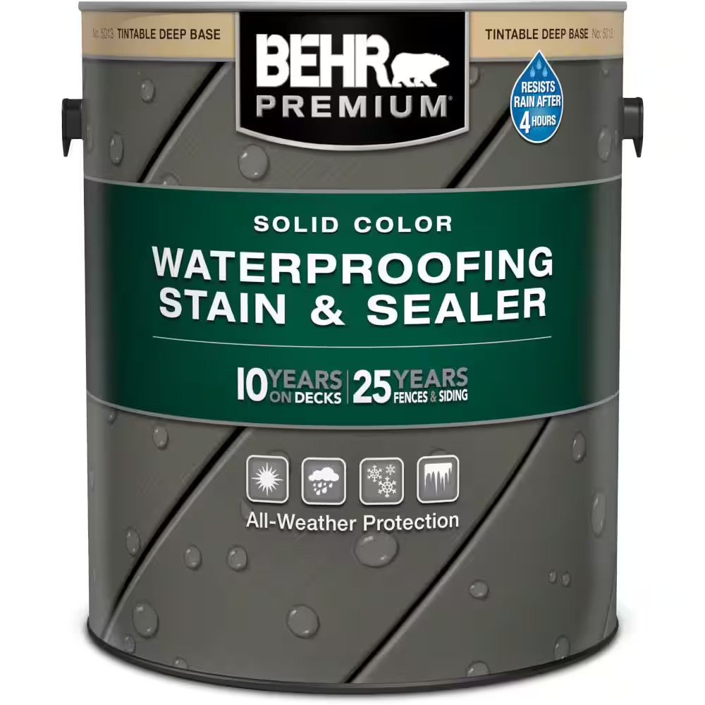 BEHR PREMIUM White Deep Base Waterproofing Exterior Wood Stain and Sealer 1 Gal