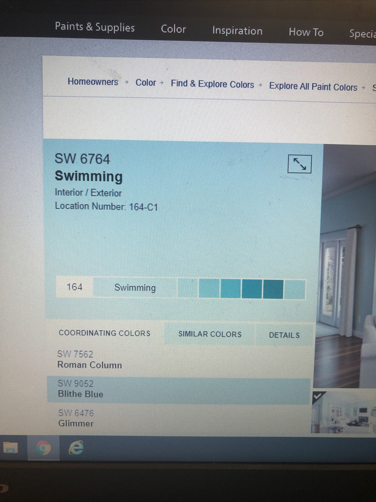 Sherwin Williams HGTV Paint Color Sample Satin – Swimming 6764 Blue 7.75 FL Oz
