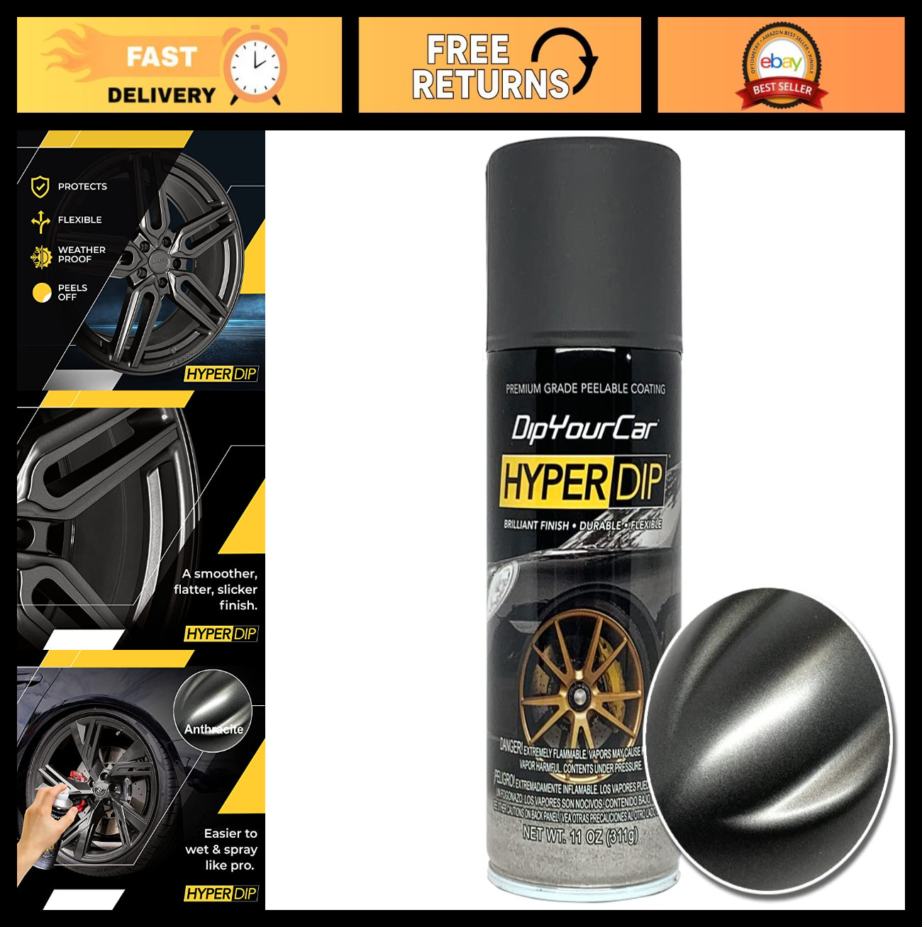 Sprayable Automotive Dip Coat – Removable Peelable Paint Protection – Anthracite