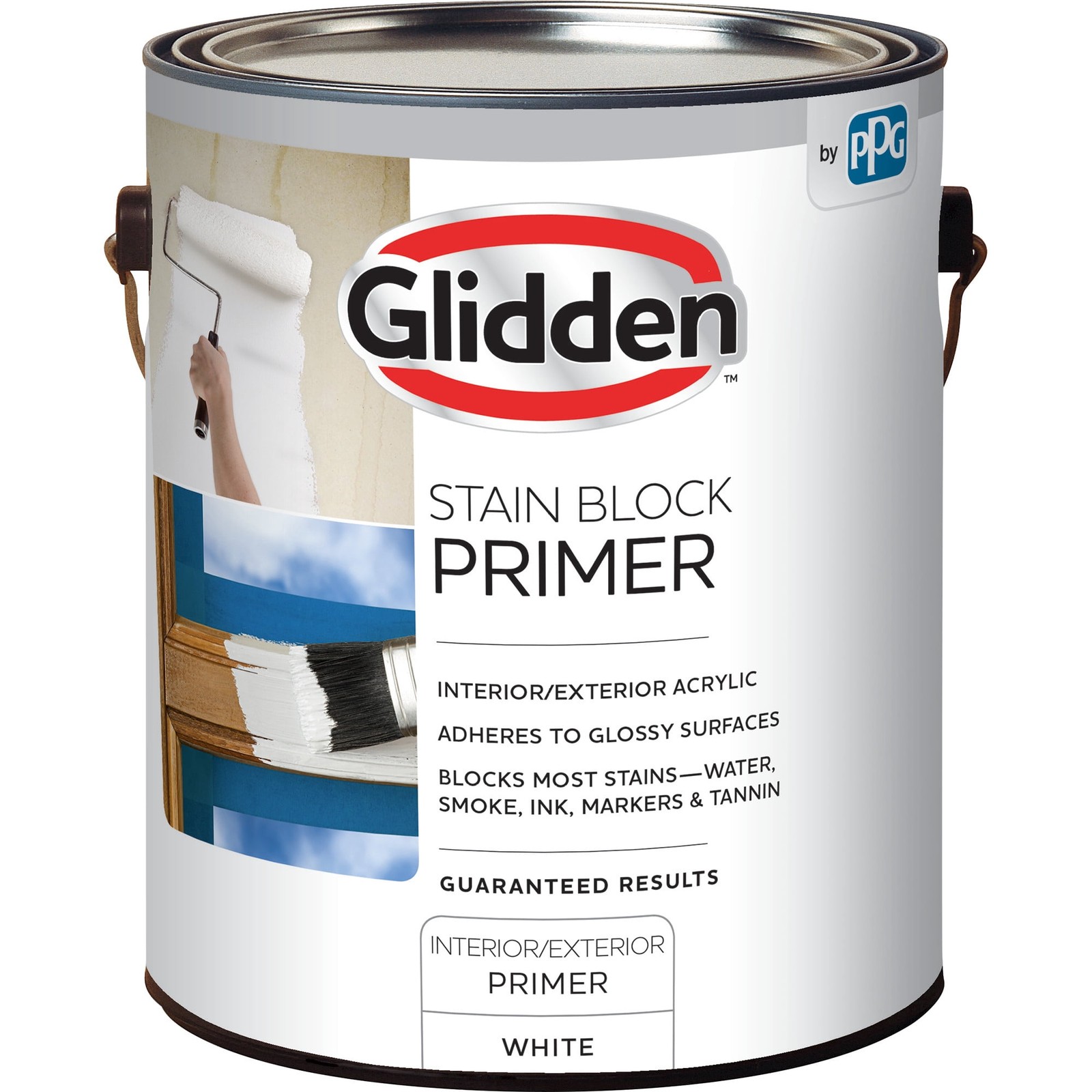 Interior/Exterior Stain Block Primer Flat, White, 1 Gallon