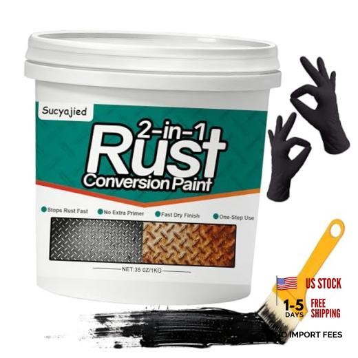 Metal Paint, 2-In-1 Rust Converter for Metal, Rust 35 Fl Oz (Pack of 1) Black