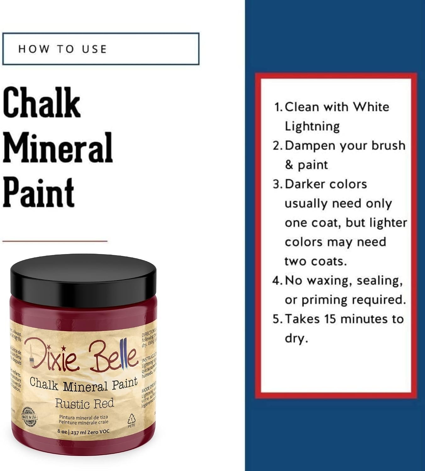 Rustic Red Chalk Paint 8oz | Fast-Drying, Fade Resistant for Cabinets & Decor