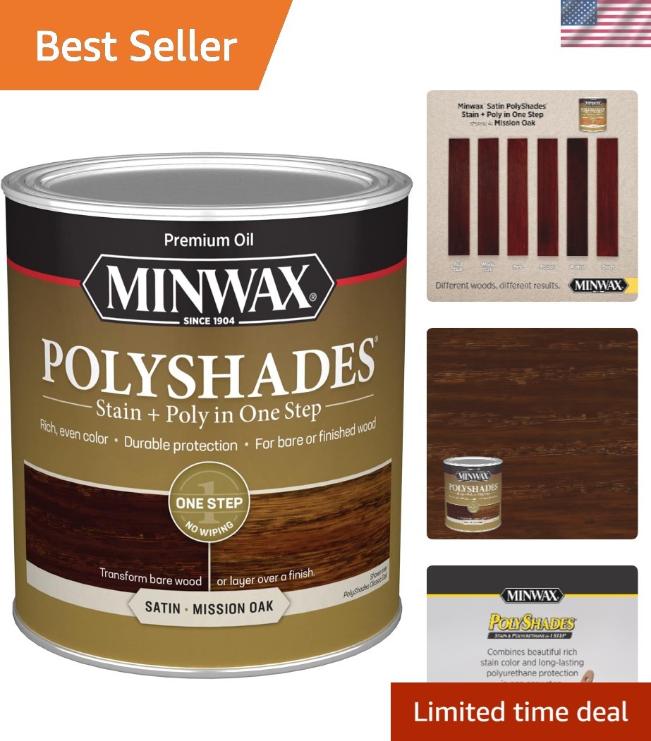 PolyShades 1 Quart Wood Stain + Polyurethane – Rich Mission Oak Satin Finish