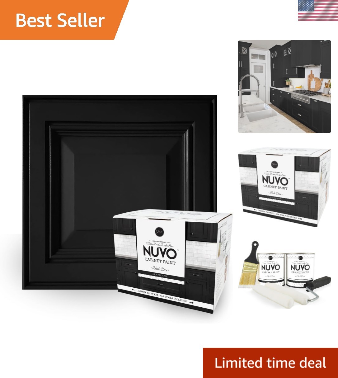 Achieve a Sleek Satin Finish with Black Deco Cabinet Makeover Kit | 62 Fl Oz