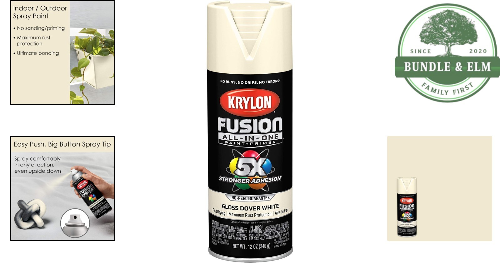 Dover White All-In-One Spray Paint with 12 Ounce Coverage for Various Surfaces