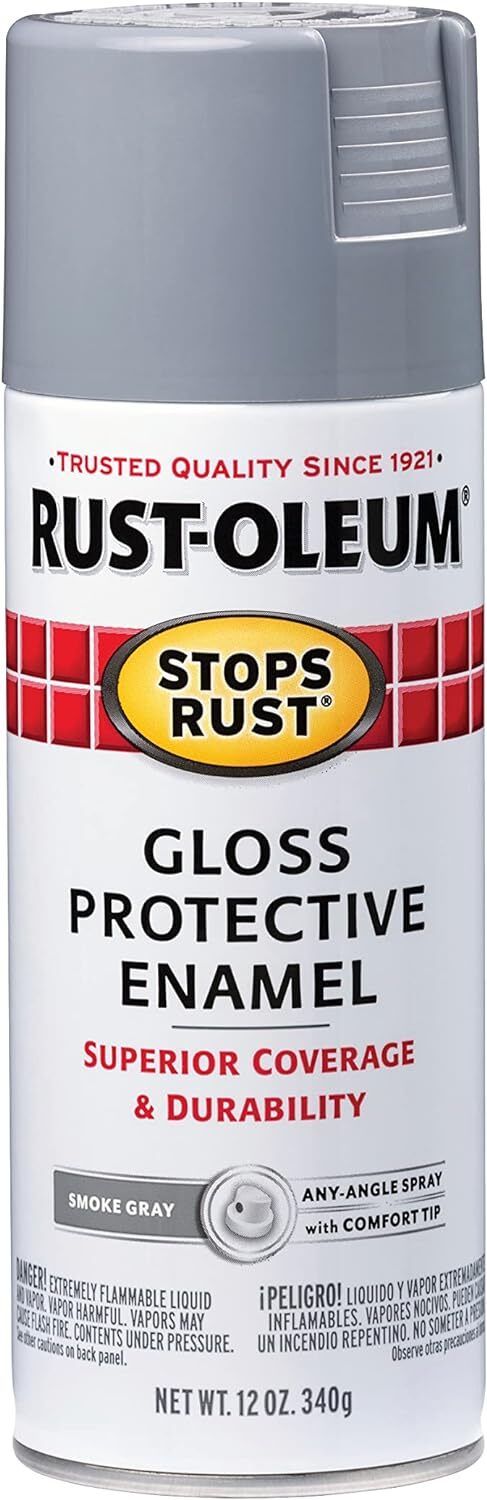 Rust-Oleum 7786830 Stops Rust Spray Paint, 12 oz, Gloss Smoke Gray