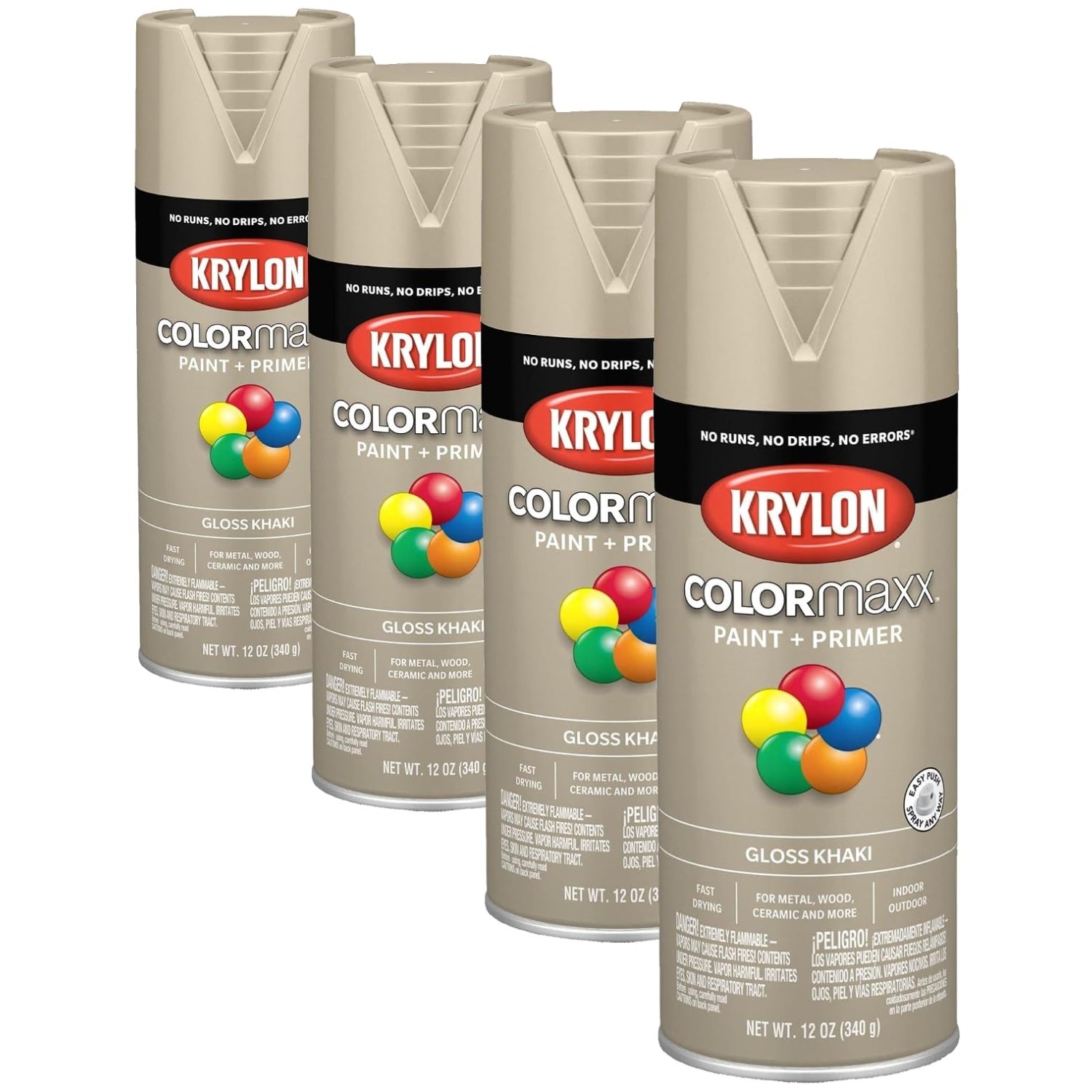 Krylon Khaki Spray Paint & Primer, Gloss Finish