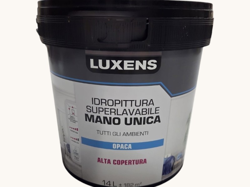 LUXENS SUPER WASHABLE SINGLE HAND MATTE WHITE WATER PAINT 14 LT +- 182mq