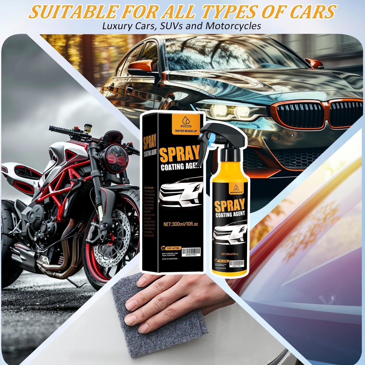 Car Coating Spray Kit, Nano Hydrophobic Ceramic Coating, Easy-to-Spray Auto Pain