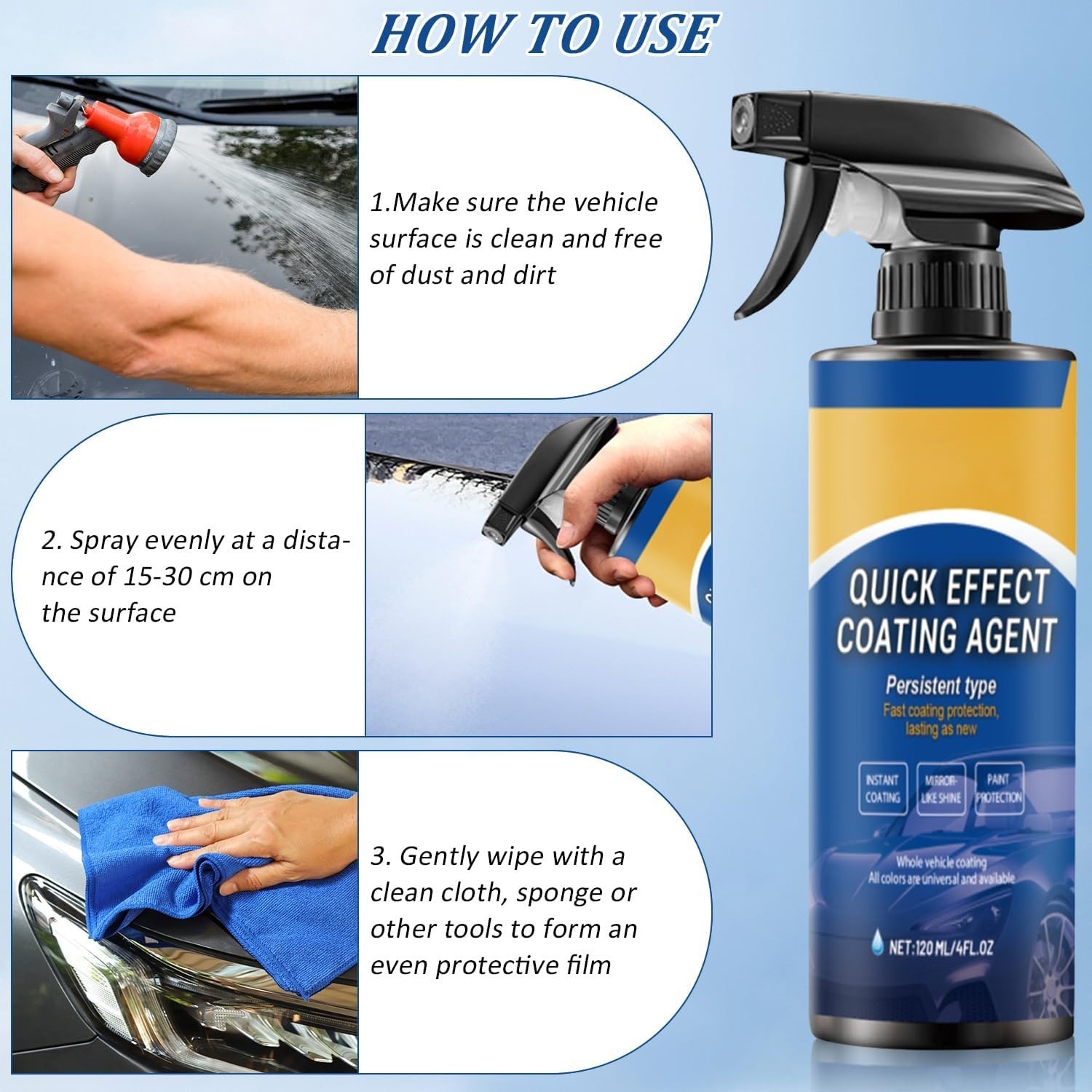 Car Quick Coating Spray, 2-Pack, Advanced Paint Protection, Vehicle Detailing Sh