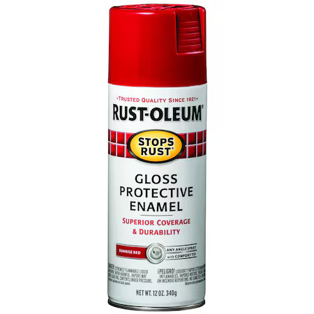 Rust-Oleum 7762830 Spray Paint, Sunrise Red, Gloss, Solvent, 12 Oz.