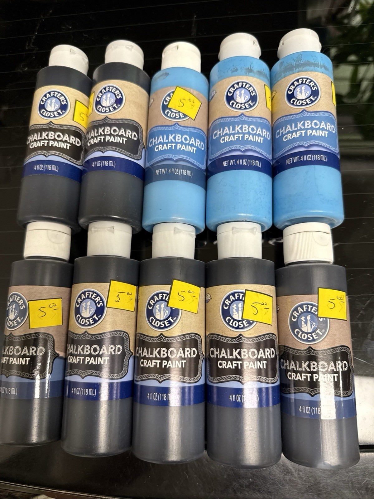 10 Lot Crafter’s Closet Chalkboard Craft Paint blue & 3 black