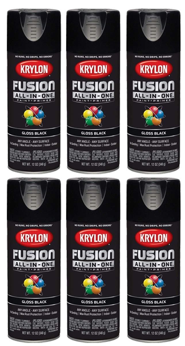 Krylon 6-Pack of 12 oz K02732007 Black Fusion All-In-One Paint & Primer Spray…