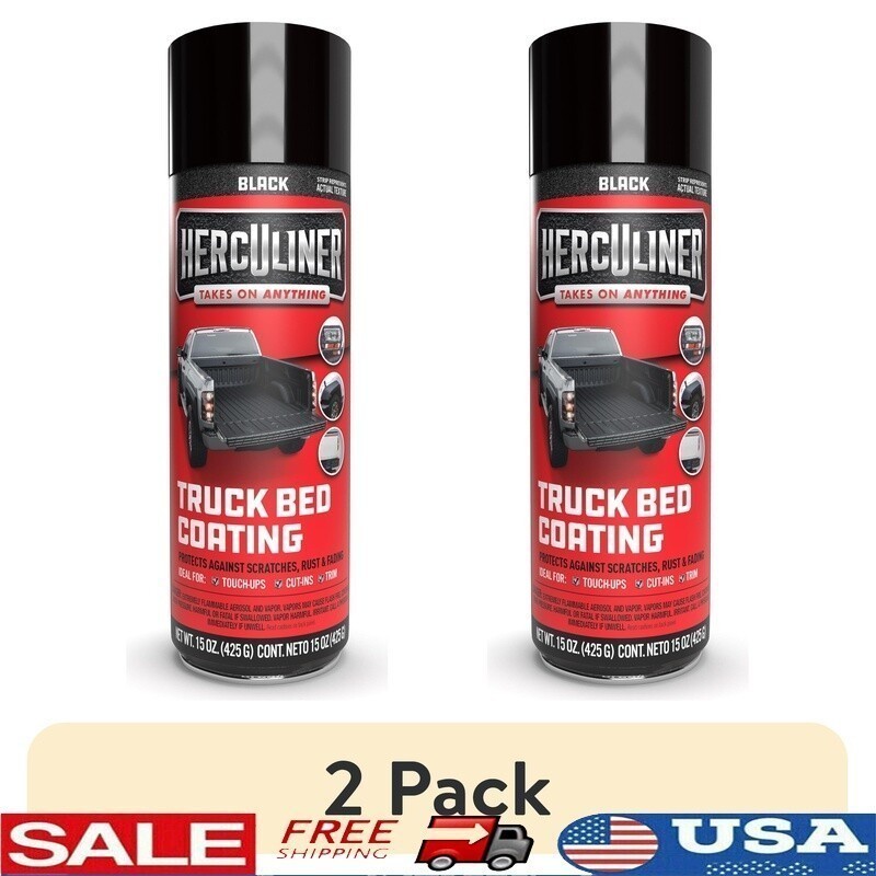 2 Pack Truck Bed Liner Aerosol Paint Waterproof Scratch Rust Resistant 15 oz New
