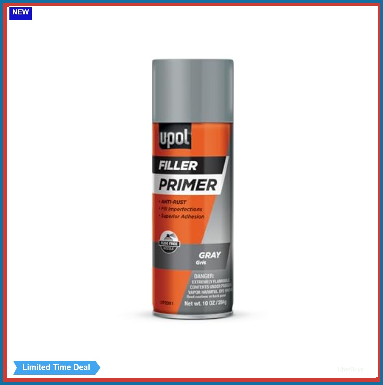 Filler Primer Spray 10 oz Gray Anti-Rust Automotive Primer for Body Panels